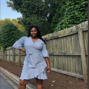 Striped ruffle hem dress